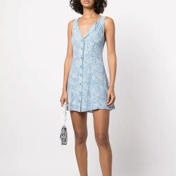 Reformation Rilynn Dress Blue and White | Size 8 - Picture 1 of 8